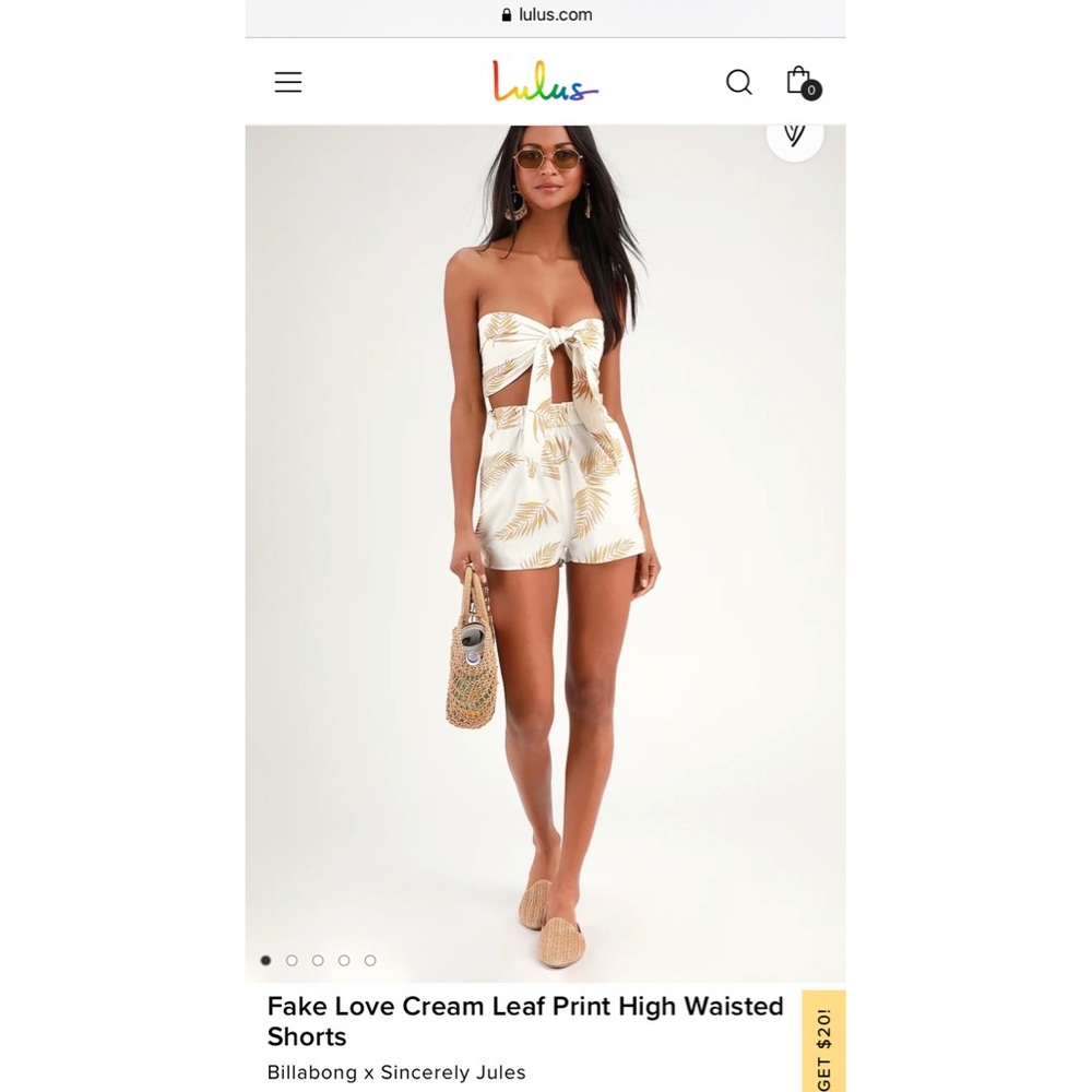 Lulu’s Fake Love Cream Leaf Print Short Set